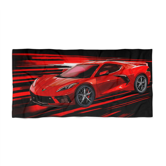 Corvette z06 Beach Pool Towel 30x60, 36x72” Car Dad Gift