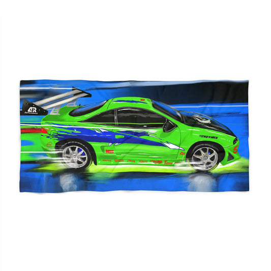Mitsubishi Eclipse Fast and Furious Muscle Car Beach Towel, Vehicle Enthusiast