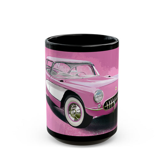 Pink 57 Corvette Black Coffee Tea Mug (11oz, 15oz)