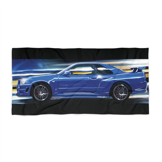 Skyline r34 GT-R fast and furious 30x60", 36x72" Beach Towel JDM Car fan Gift