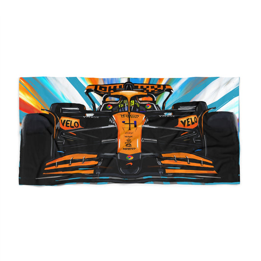 Lando Norris F1 Car Beach Towel, 30x60 36x72 Inches, Movie Car Dad Gift