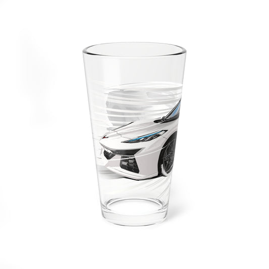 White z06 c8 corvette Mixing Glass, 16oz