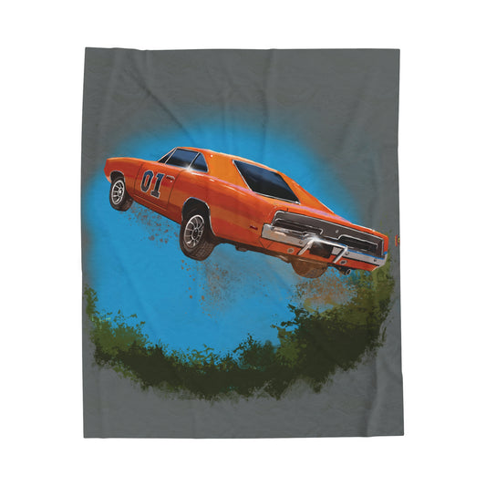 Dukes of Hazard General Lee blanket throw Gray Velveteen Microfiber Blanket