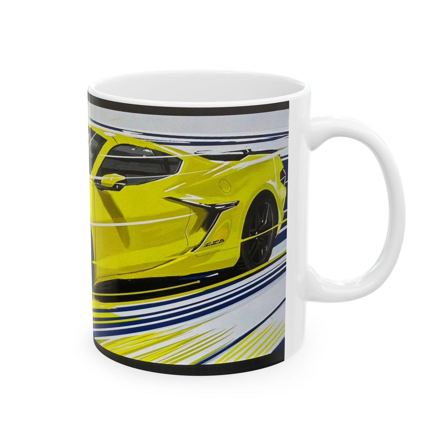 Yellow Chevrolet corvette C8 z06 American Muscle Ceramic Coffee Tea Mug, 11oz