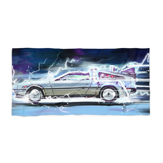 Back to the future Delorean DMC12 30x60, 36x72 in Beach Towel Movie Car Dad Gift
