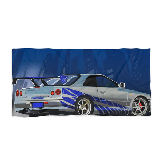 Nissan skyline fast Gt-r and furious Beach Towel 30x60 36x72” Movie Car Dad Gift