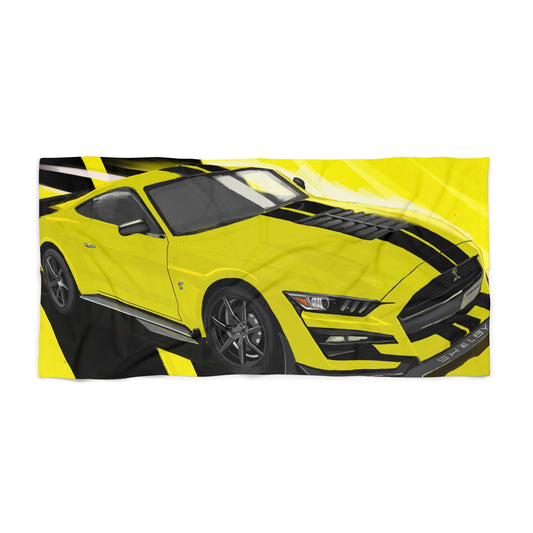 Yellow Mustang gt500 30x60”,36x72” Beach Towel muscle Car Gift