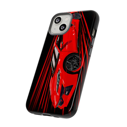 Red C8 corvette Z06 Case iPhone 18 17 16 15 14 13 12 11 Pro Samsung Galaxy Pixel