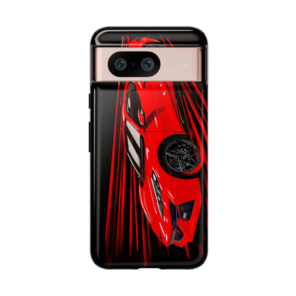 Red C8 corvette Z06 Case iPhone 18 17 16 15 14 13 12 11 Pro Samsung Galaxy Pixel