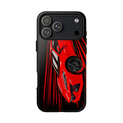 Red C8 corvette Z06 Case iPhone 18 17 16 15 14 13 12 11 Pro Samsung Galaxy Pixel