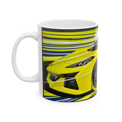 Yellow Chevrolet corvette C8 z06 American Muscle Ceramic  Coffee Tea Mug, 11oz