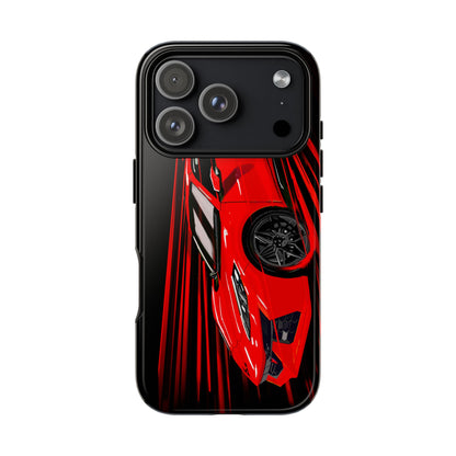 Red C8 corvette Z06 Case iPhone 18 17 16 15 14 13 12 11 Pro Samsung Galaxy Pixel