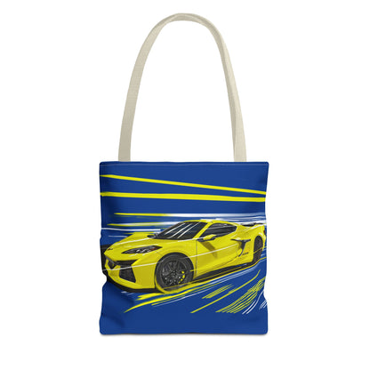Corvette c8 Tote Bag shopping Library Carry(AOP) Yellow brand new