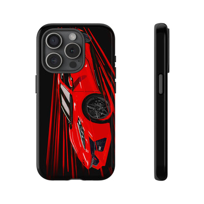 Red C8 corvette Z06 Case iPhone 18 17 16 15 14 13 12 11 Pro Samsung Galaxy Pixel