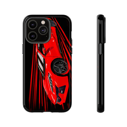 Red C8 corvette Z06 Case iPhone 18 17 16 15 14 13 12 11 Pro Samsung Galaxy Pixel