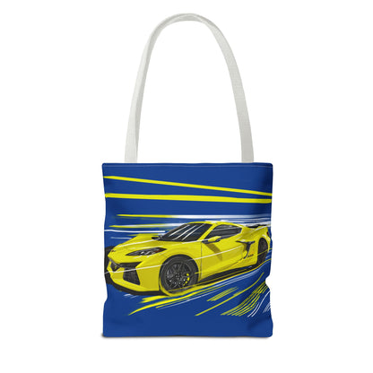 Corvette c8 Tote Bag shopping Library Carry(AOP) Yellow brand new
