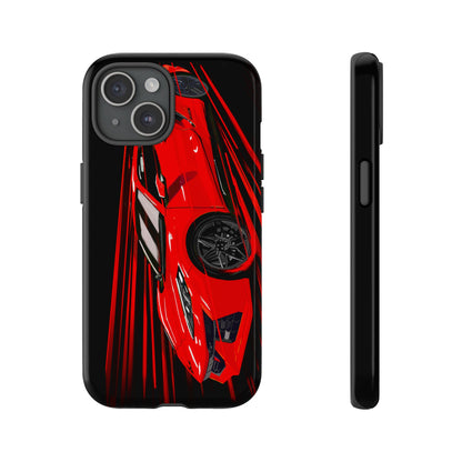 Red C8 corvette Z06 Case iPhone 18 17 16 15 14 13 12 11 Pro Samsung Galaxy Pixel
