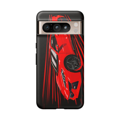 Red C8 corvette Z06 Case iPhone 18 17 16 15 14 13 12 11 Pro Samsung Galaxy Pixel