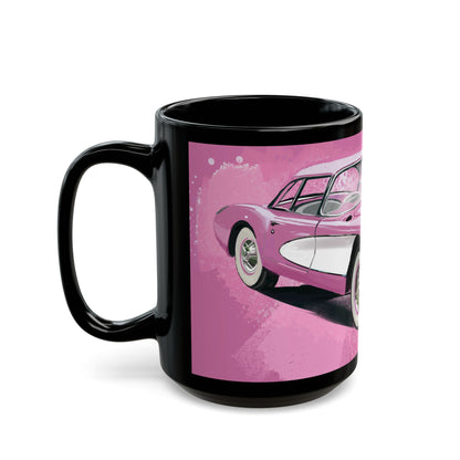 Pink 57 Corvette Black Coffee Tea Mug (11oz, 15oz)
