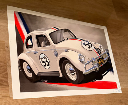 Herbie the love bug Giclee art print