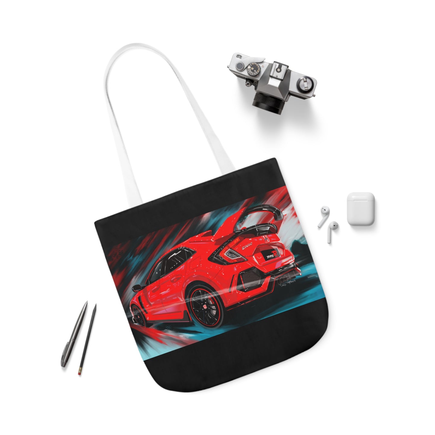 Honda civic type R JDM Canvas Tote Bag, 5-Color Straps