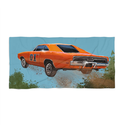 Dukes of hazard General Lee 30x60”, 36x72” Beach Towel, movie car dad gift