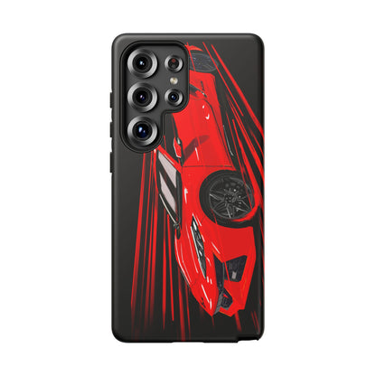 Red C8 corvette Z06 Case iPhone 18 17 16 15 14 13 12 11 Pro Samsung Galaxy Pixel