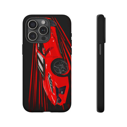 Red C8 corvette Z06 Case iPhone 18 17 16 15 14 13 12 11 Pro Samsung Galaxy Pixel