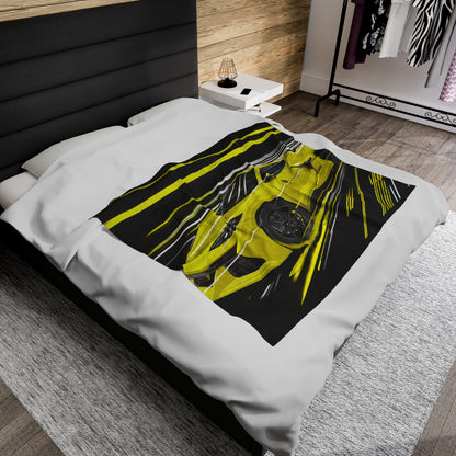 Yellow Corvette c8 Velveteen Plush Blanket