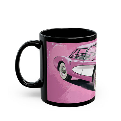 Pink 57 Corvette Black Coffee Tea Mug (11oz, 15oz)