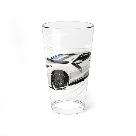 White z06 c8 corvette Mixing Glass, 16oz