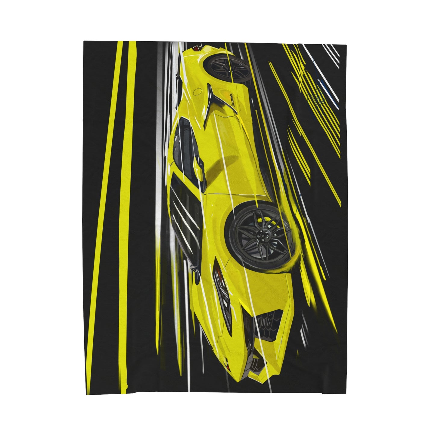 Yellow Corvette c8 Velveteen Plush Blanket