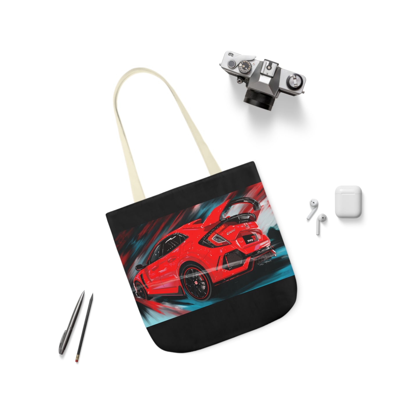 Honda civic type R JDM Canvas Tote Bag, 5-Color Straps